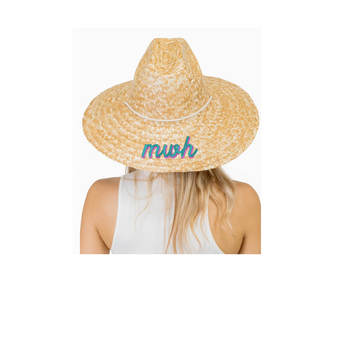 Embroidered Straw Hat with Tribal Design Aztec Black Bandana XL Wide Brim Bamboo Straw Summer hat  main image 4