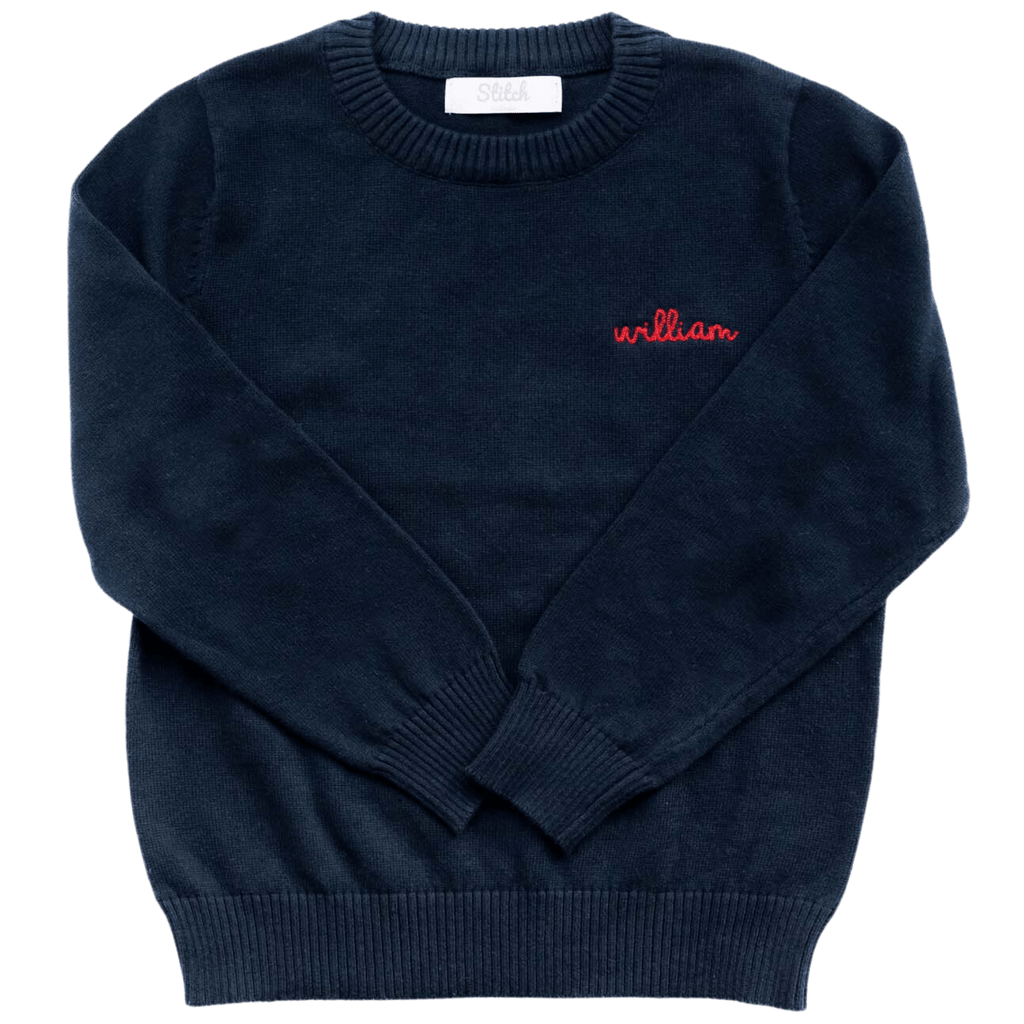 Custom Embroidered Sweater, Navy  Stitchmonograms   