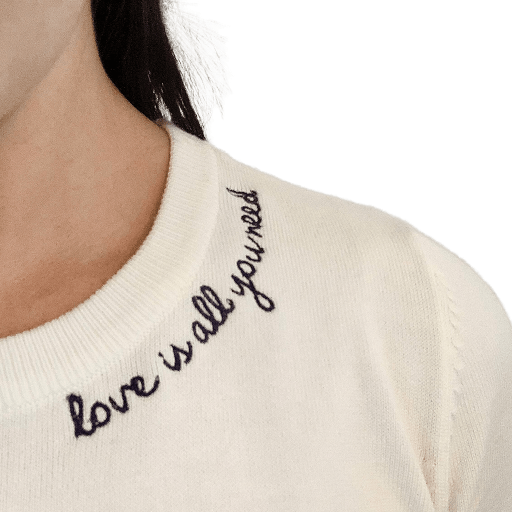 Womens crewneck sweater with neckline embroidery  Stitchmonograms   