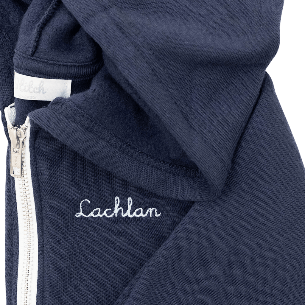 Hooded Zip-Up Sweatshirt, Navy  Stitchmonograms   