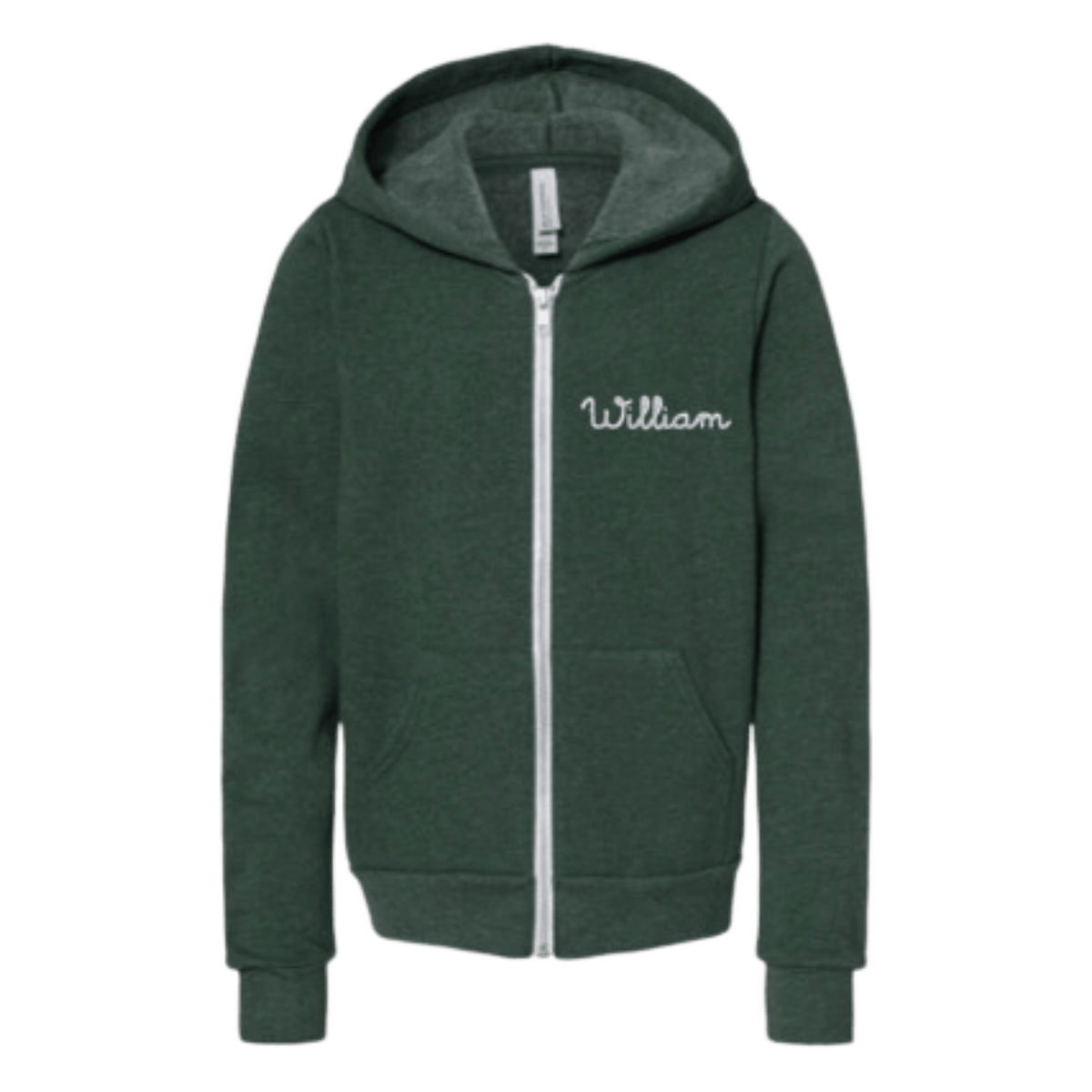 Hooded Zip-Up Sweatshirt, Forest Green – Stitchmonograms