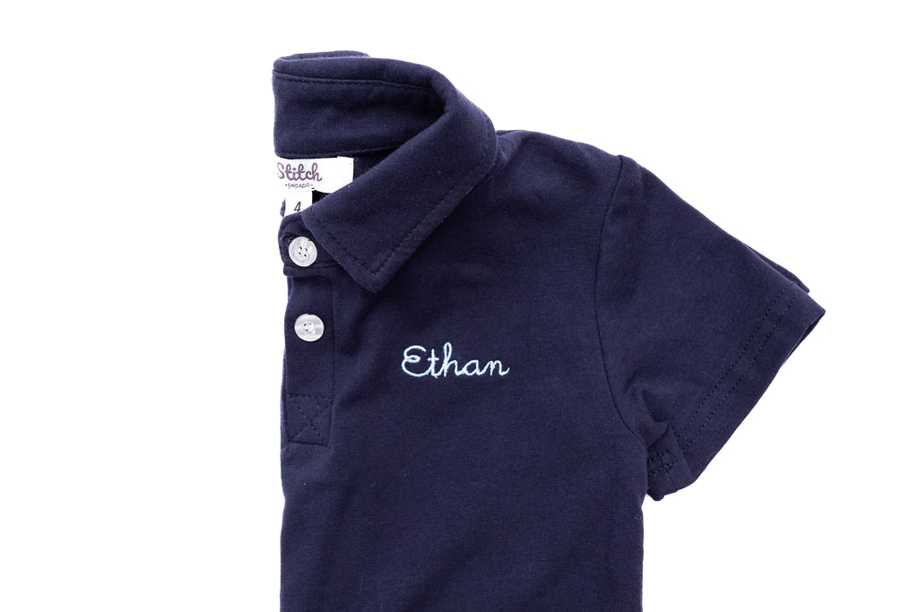 Custom Embroidered Cotton Polo Shirt, Navy  Stitchmonograms   