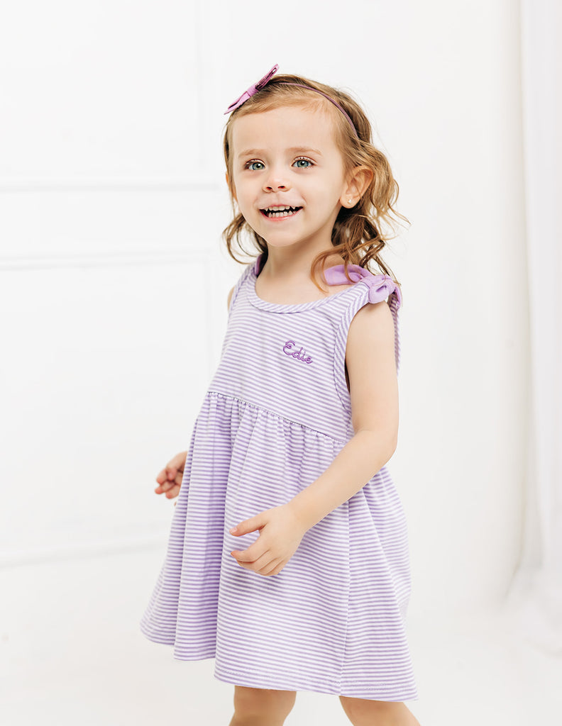 Sleeveless Striped Dress, Lilac Stitchmonograms