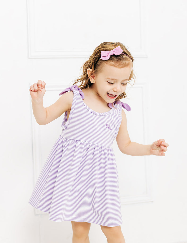 Sleeveless Striped Dress, Lilac Stitchmonograms