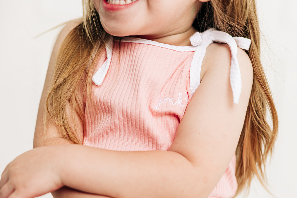 Sleeveless Romper, Pink Stitchmonograms