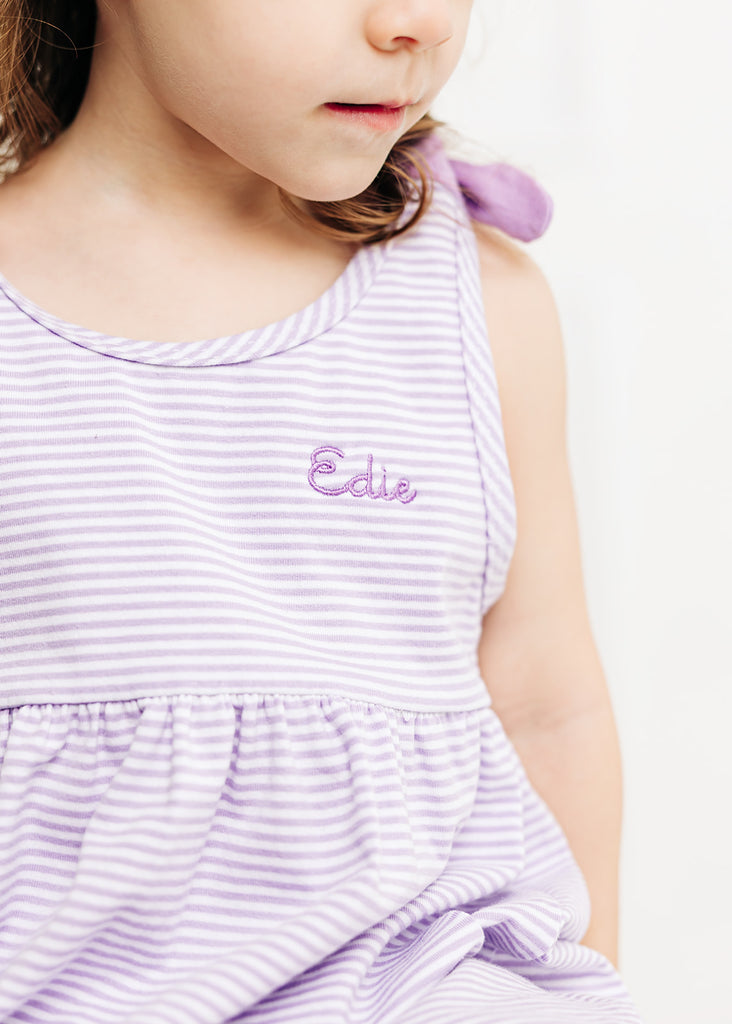 Sleeveless Striped Dress, Lilac Stitchmonograms