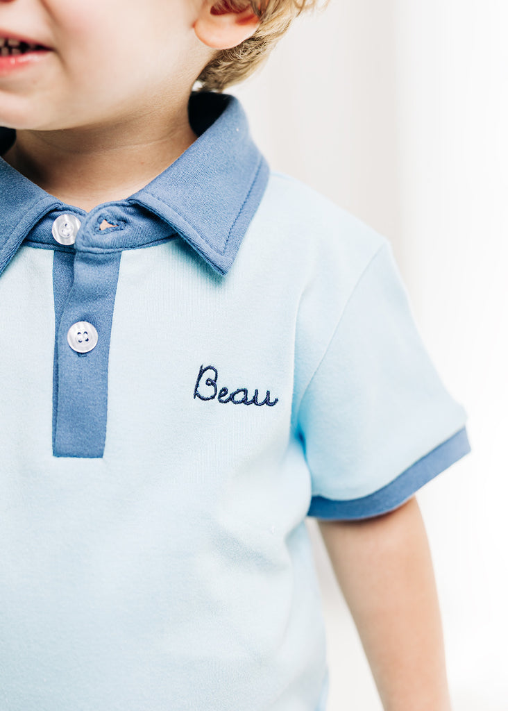 Contrast Polo Shirt, Blue Stitchmonograms