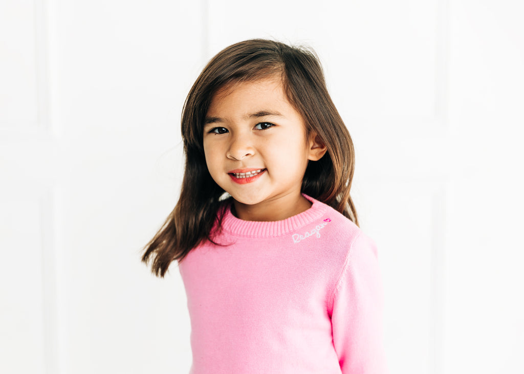 Custom Embroidered Sweater with Heart, Pink  Stitchmonograms   