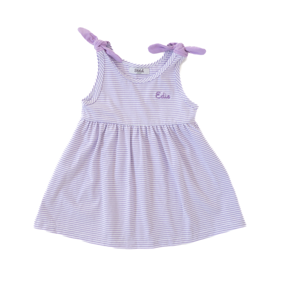 Sleeveless Striped Dress, Lilac Stitchmonograms
