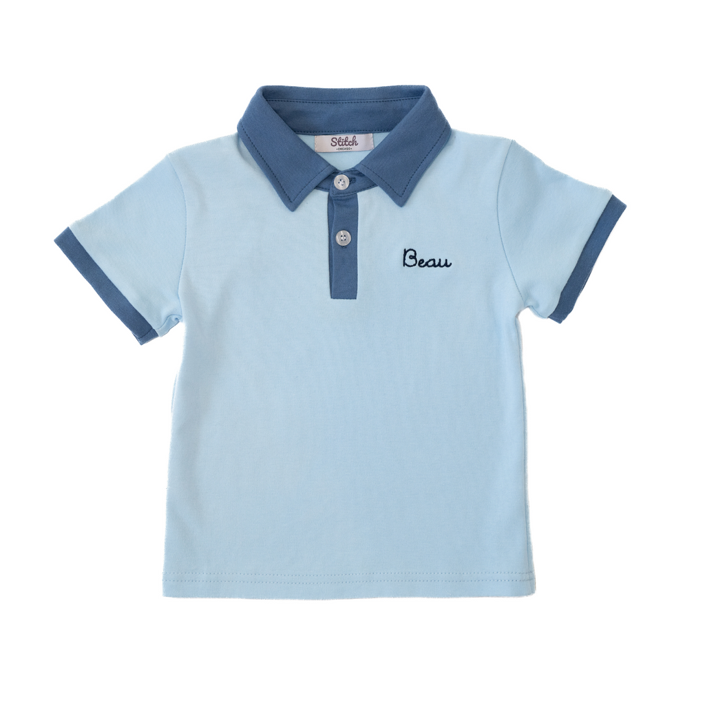 Contrast Polo Shirt, Blue Stitchmonograms