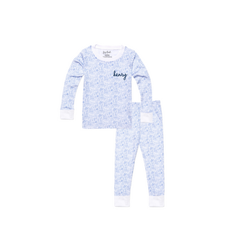 Joy Street Chicago Two Piece Kids Pajamas, Blue  Stitchmonograms   