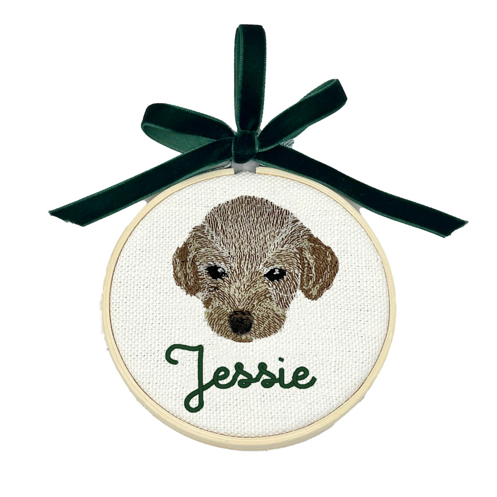 Custom Embroidered Pet Ornament, Linen  Stitchmonograms   