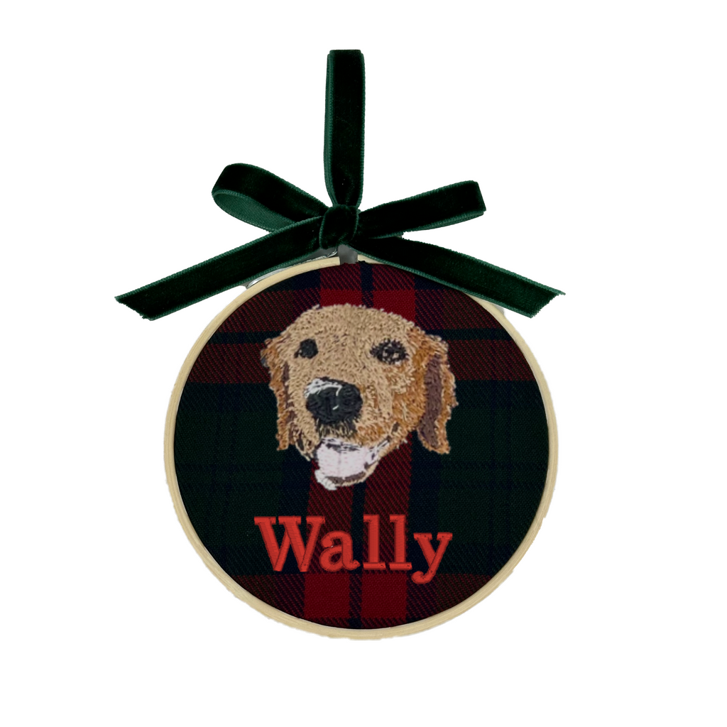 Custom Embroidered Pet Ornament, Tartan Plaid  Stitchmonograms   