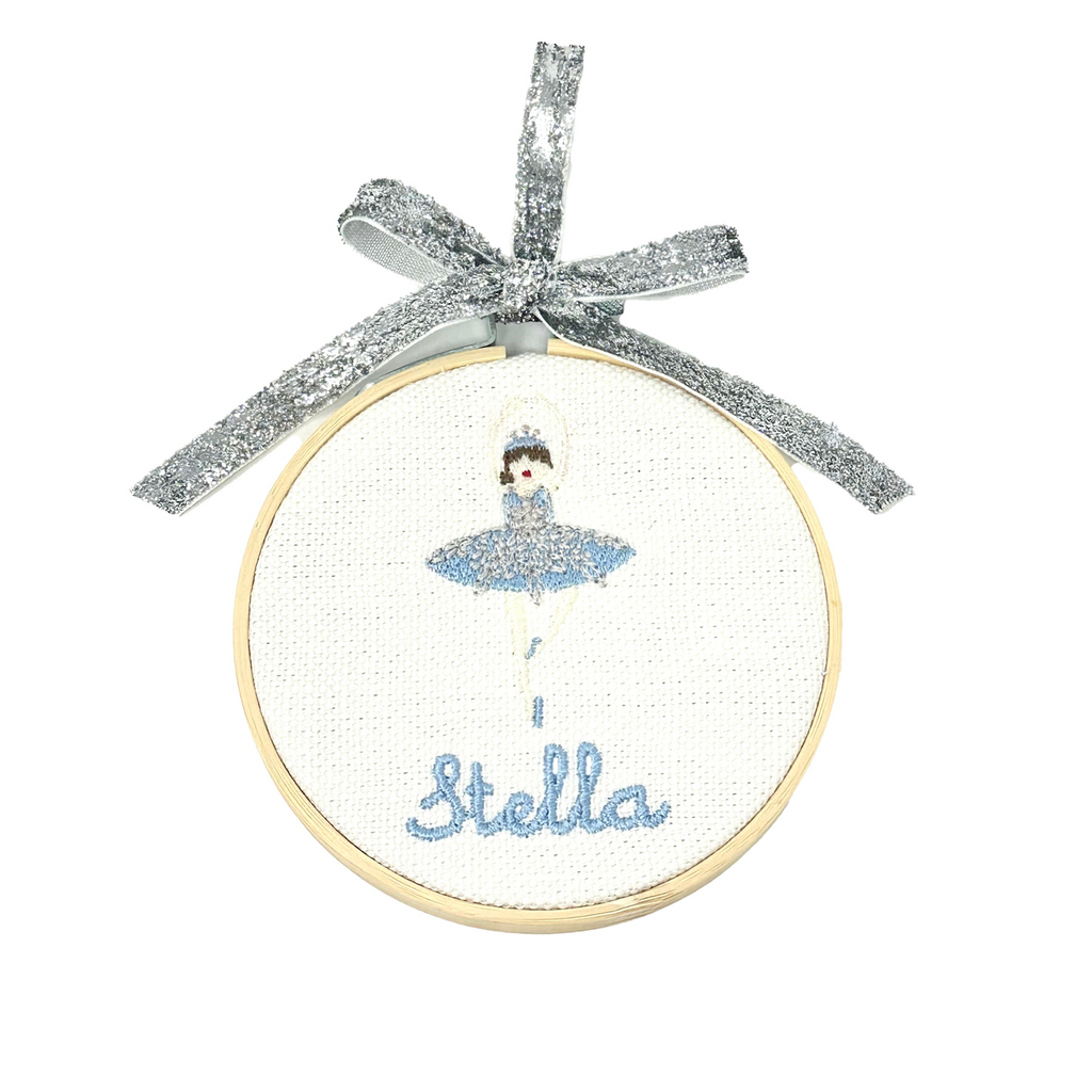 Custom Embroidered Linen Ornament, Snow Queen  Stitchmonograms   