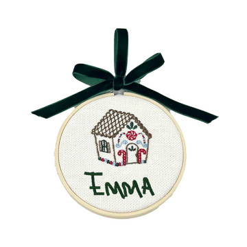 Custom Child's Signature Gingerbread House Ornament, Linen  Stitchmonograms   