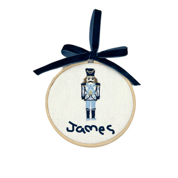 Custom Child's Signature Nutcracker Ornament, Linen  Stitchmonograms   