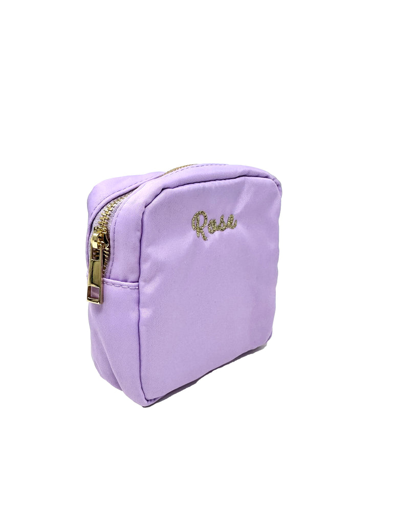 Nylon Mini Cosmetic Pouch, Lilac  Stitchmonograms   