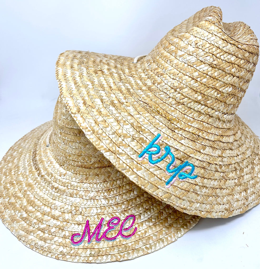 Custom Embroidered Women's Straw Hat, Natural  Stitchmonograms   