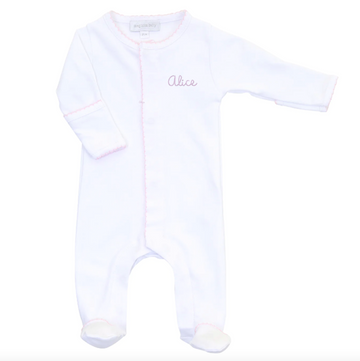 Pima Cotton Long Sleeved Footed Sleeper, Pink  Stitchmonograms   