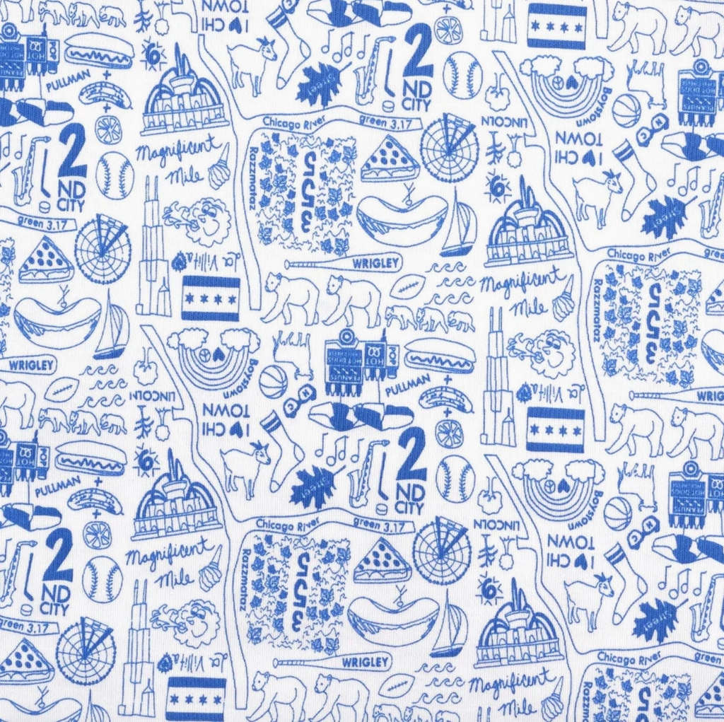 Joy Street Chicago Two Piece Kids Pajamas, Blue  Stitchmonograms   