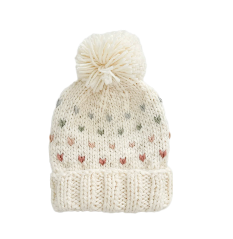 Fairisle Knit Hat, Ivory Stitchmonograms