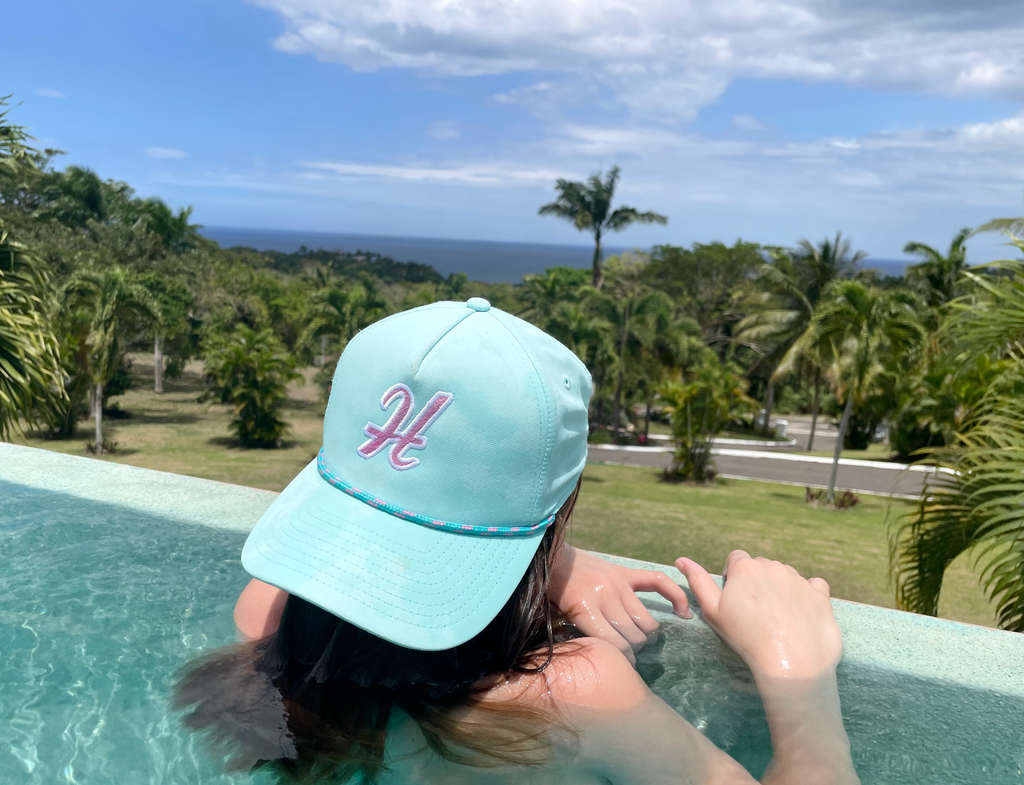 Retro Initial Rope Hat, Aqua Stitchmonograms