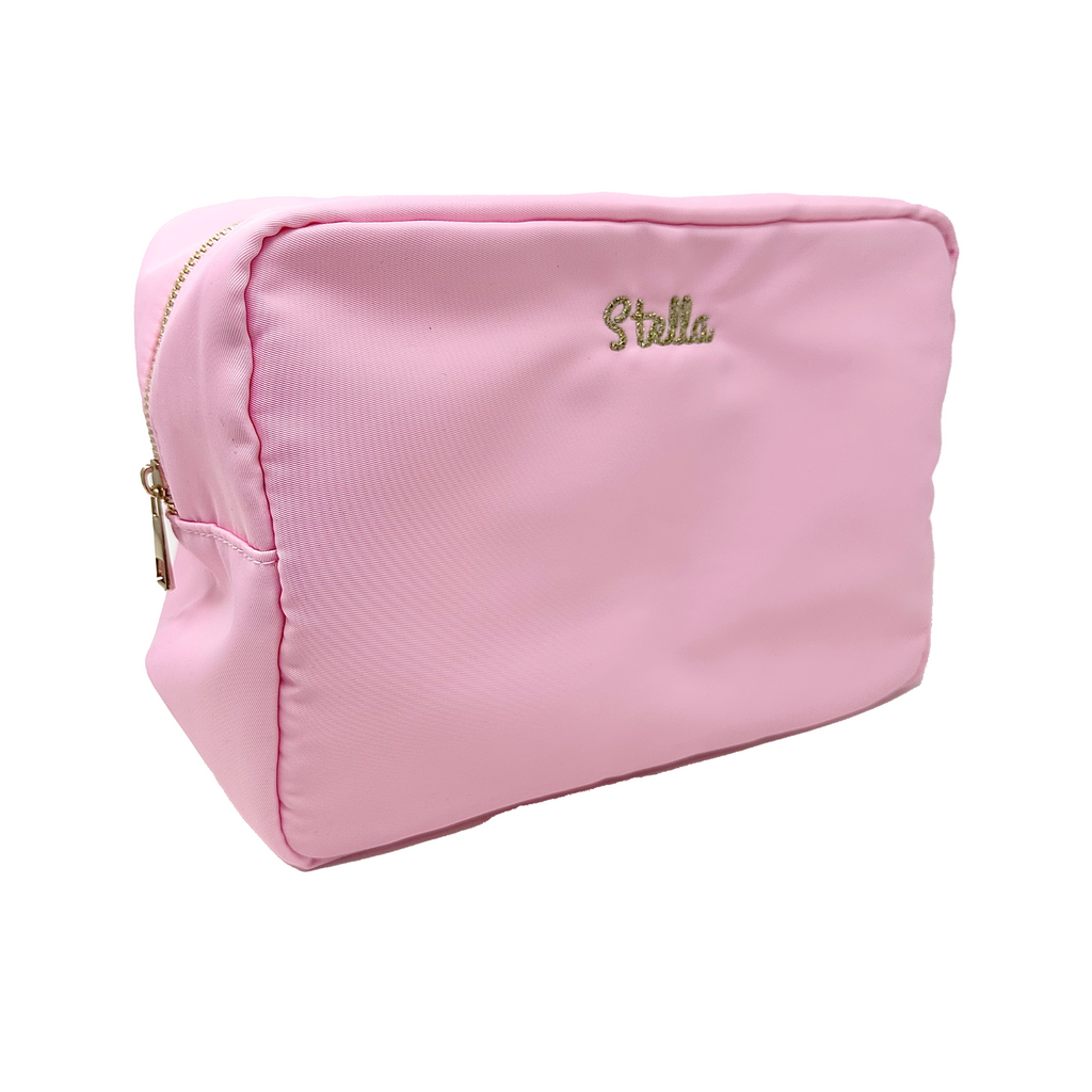 Large Nylon Cosmetic Bag, Light Pink  Stitchmonograms   