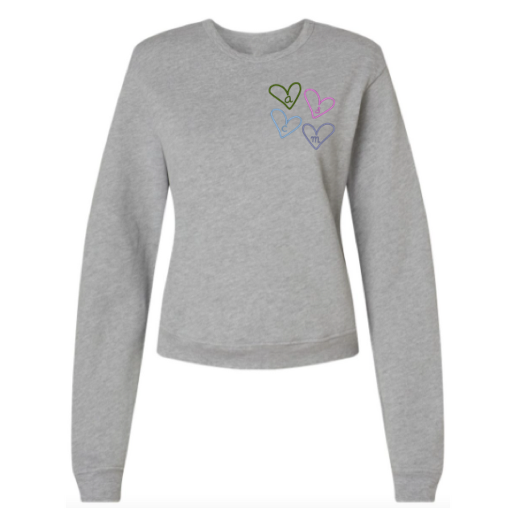 Women's Personalized Initial Heart Sweatshirt, Grey  Stitchmonograms   