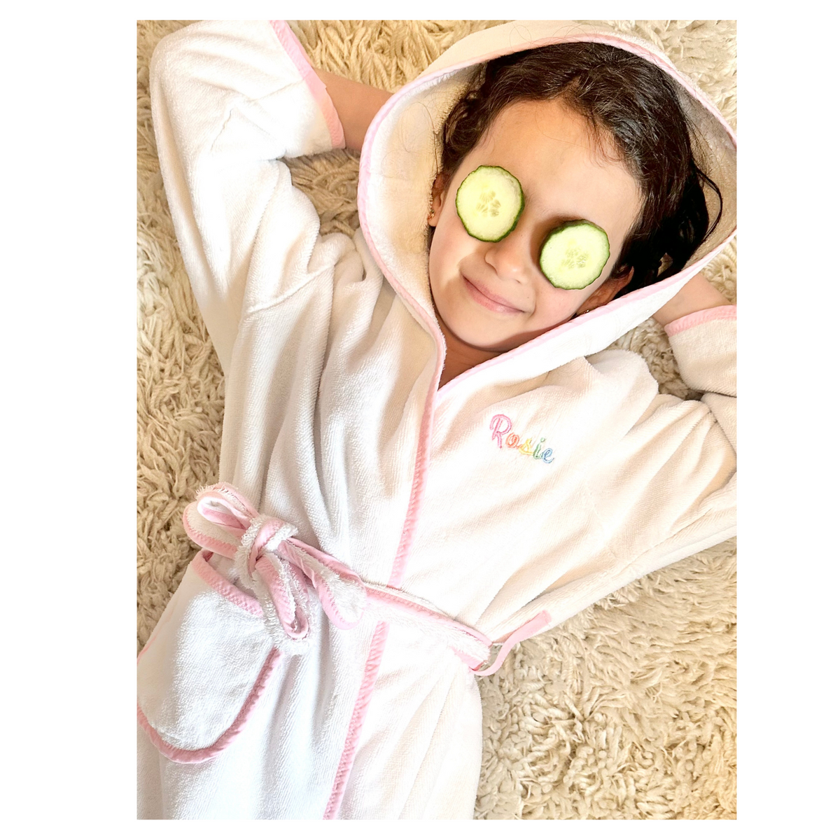Terry Velour Children's Robe, Light Pink Multi – Stitchmonograms