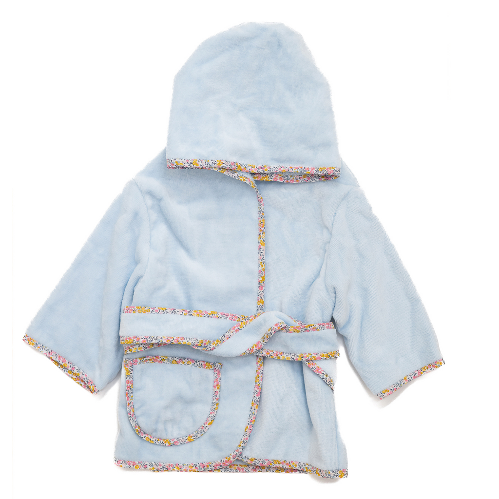 Exclusive Floral Terry Velour Robe, Light Blue  Stitchmonograms   