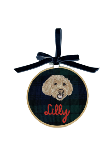 Custom Embroidered Pet Ornament, Blackwatch Plaid  Stitchmonograms   