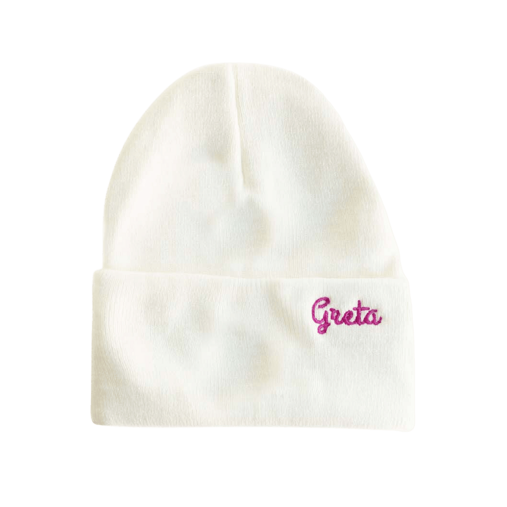 Custom Beanie, Ivory  Stitchmonograms   