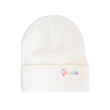 Custom Beanie, Ivory Multi  Stitchmonograms   