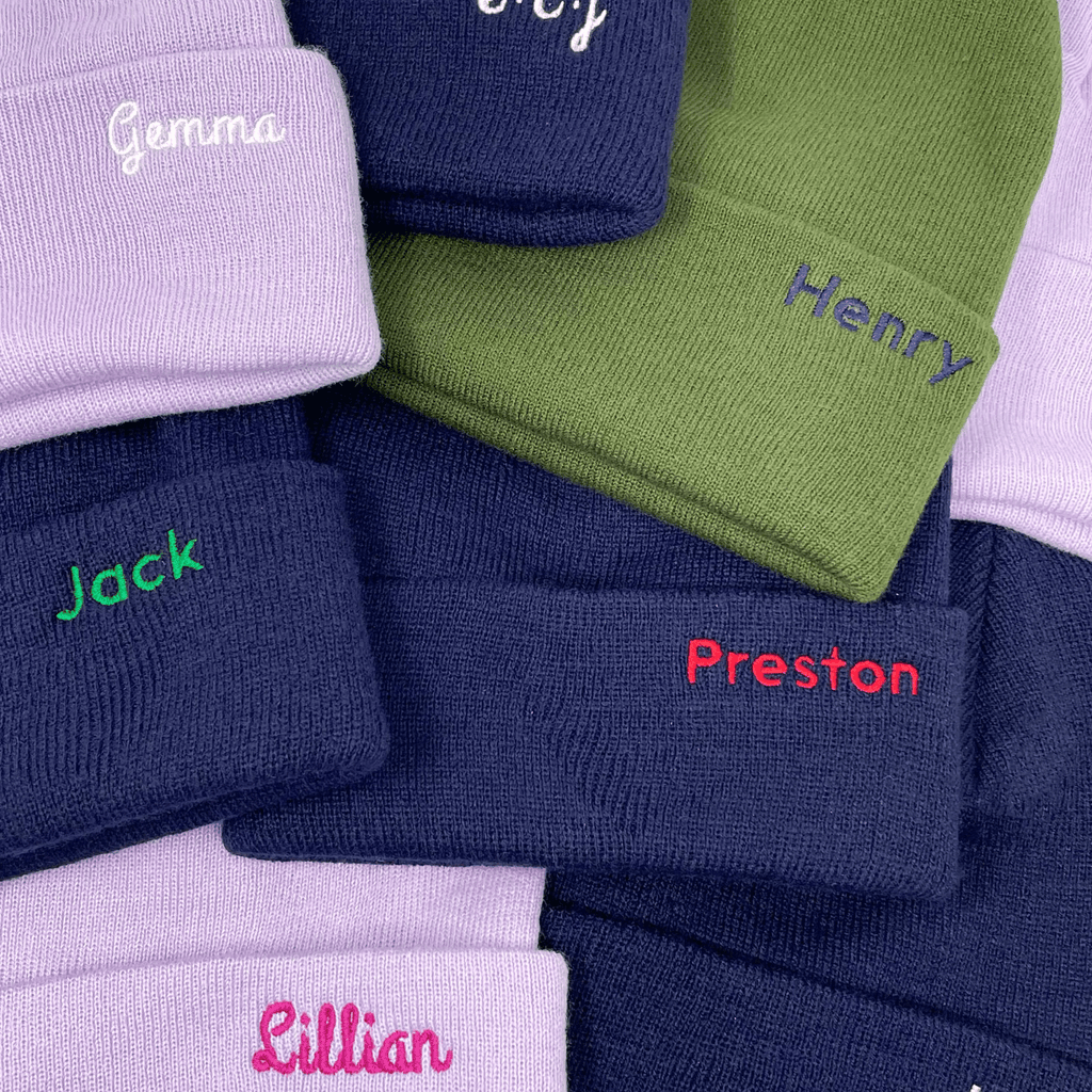 Custom Beanie, Lilac  Stitchmonograms   