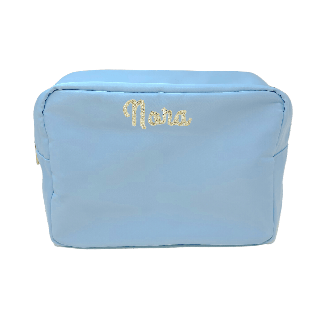 Large Nylon Cosmetic Bag, Light Blue  Stitchmonograms   