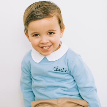Crewneck knit sweater with chest embroidery  Stitchmonograms   