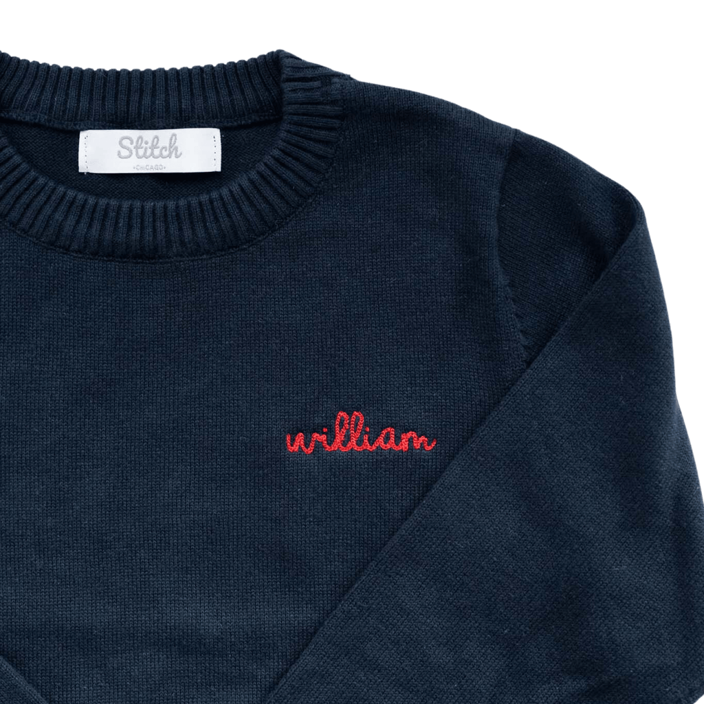 Custom Embroidered Sweater, Navy  Stitchmonograms   