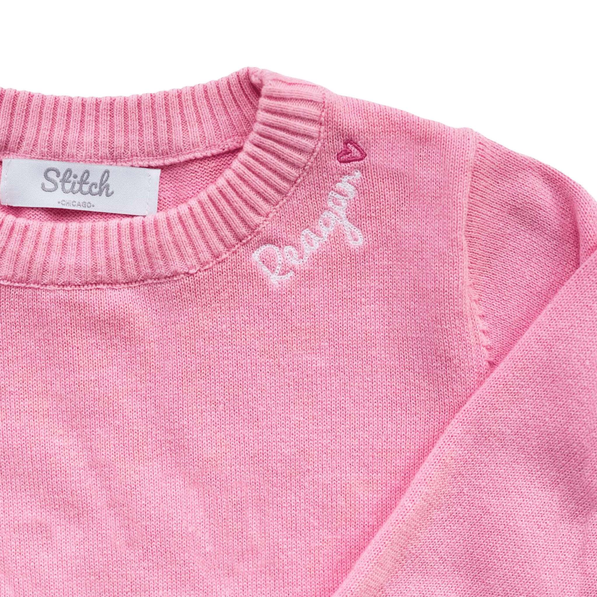 Custom Embroidered Sweater with Heart, Pink – Stitchmonograms