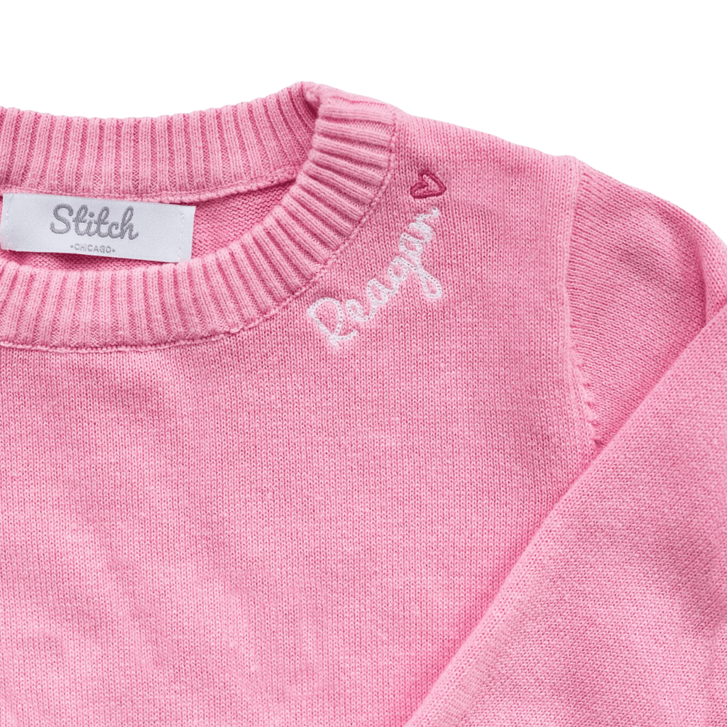 Custom Embroidered Sweater with Heart, Pink  Stitchmonograms   