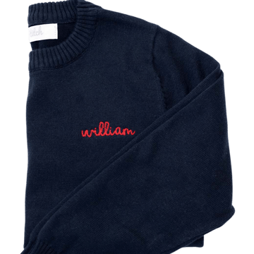 Custom Embroidered Sweater, Navy  Stitchmonograms   