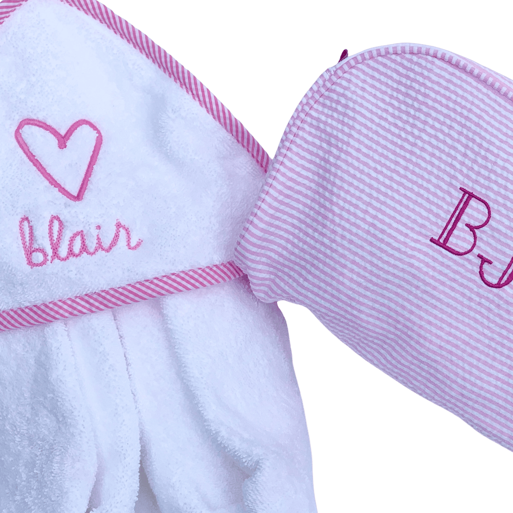 Hooded Towel, Pink  Stitchmonograms   