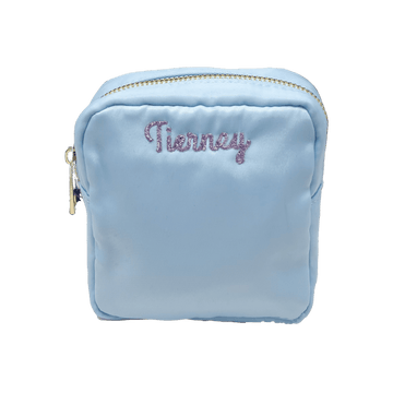 Nylon Mini Cosmetic Pouch, Light Blue  Stitchmonograms   