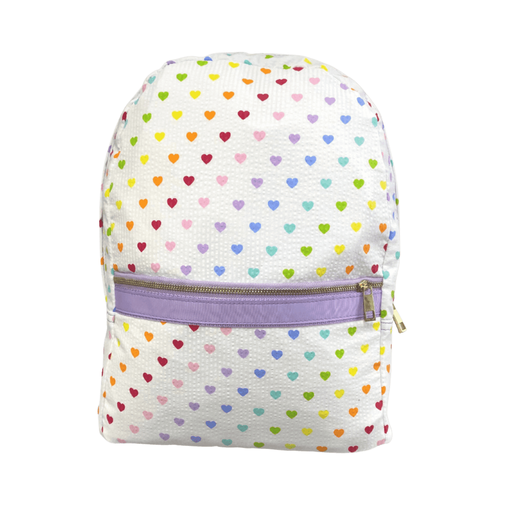 Tiny Hearts Print Mint Seersucker backpack  Stitchmonograms   