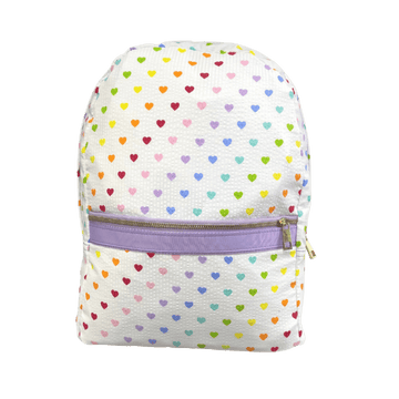 Tiny Hearts Print Mint Seersucker backpack  Stitchmonograms   