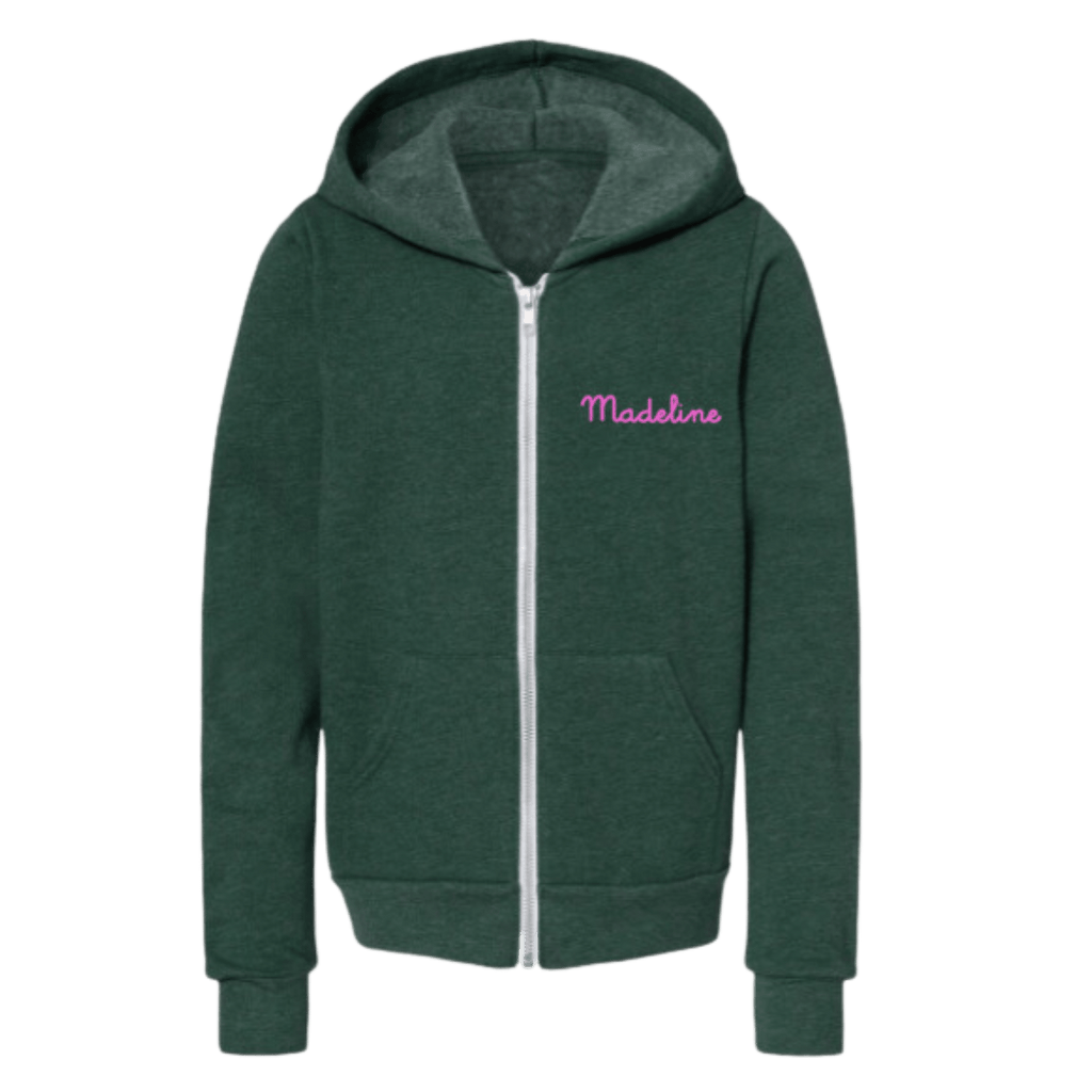 Hooded Zip-Up Sweatshirt, Forest Green  Stitchmonograms   