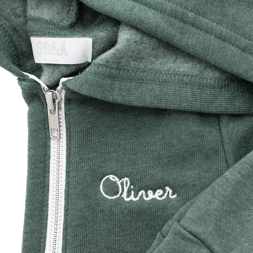 Hooded Zip-Up Sweatshirt, Forest Green  Stitchmonograms   