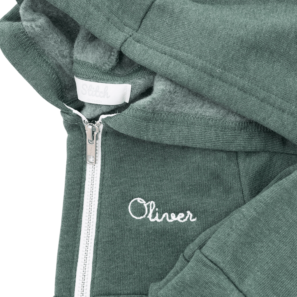 Hooded Zip-Up Sweatshirt, Forest Green  Stitchmonograms   