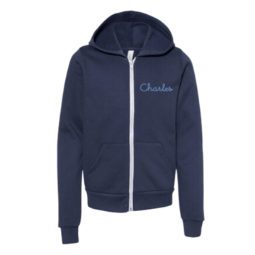 Hooded Zip-Up Sweatshirt, Navy  Stitchmonograms   