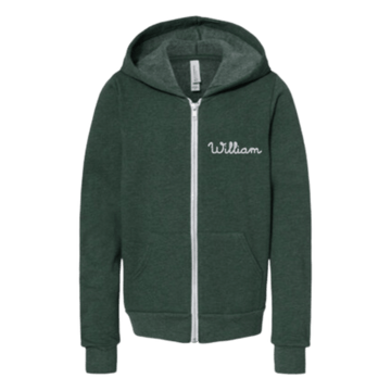Hooded Zip-Up Sweatshirt, Forest Green  Stitchmonograms   
