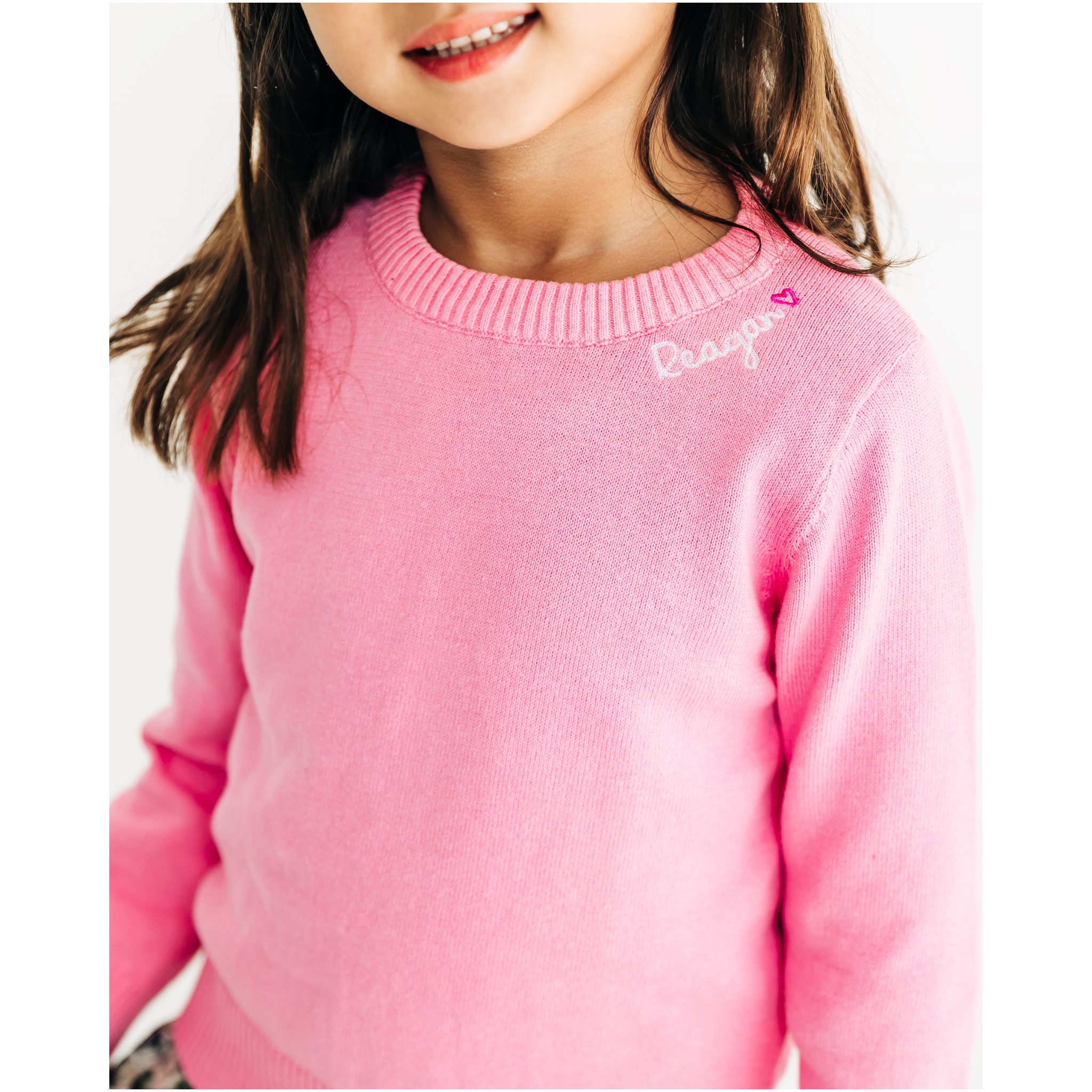 Custom Embroidered Sweater with Heart, Pink